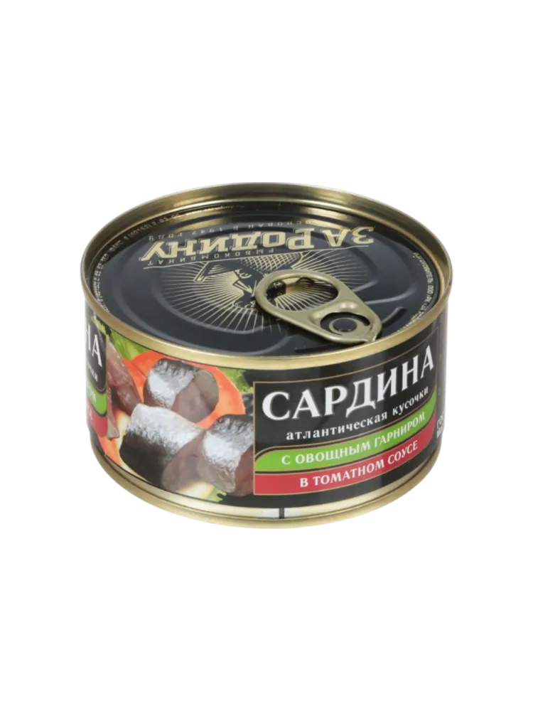 САРДИНА АТЛАНТИЧЕСКАЯ С ОВОЩНЫМ ГАРНИРОМ В Т/С 185 ГР ЗА РОДИНУ - фото 1
