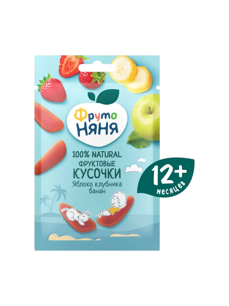 ПРОДУКТ Д/ДЕТСК ПИТАНИЯ ФРУТОНЯНЯ 15Г ФРУКТ КУСОЧКИ ЯБЛОКО/КЛУБНИКА/БАНАН