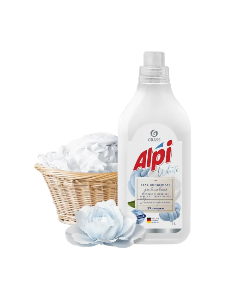 ГЕЛЬ КОНЦЕНТРАТ Д/СТИРКИ ALPI Д/БЕЛОГО БЕЛЬЯ 1Л(8)