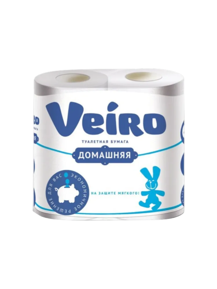 ТУАЛЕТ БУМАГА VEIRO ДОМАШНЯЯ 2СЛ 4РУЛ БЕЛЫЙ