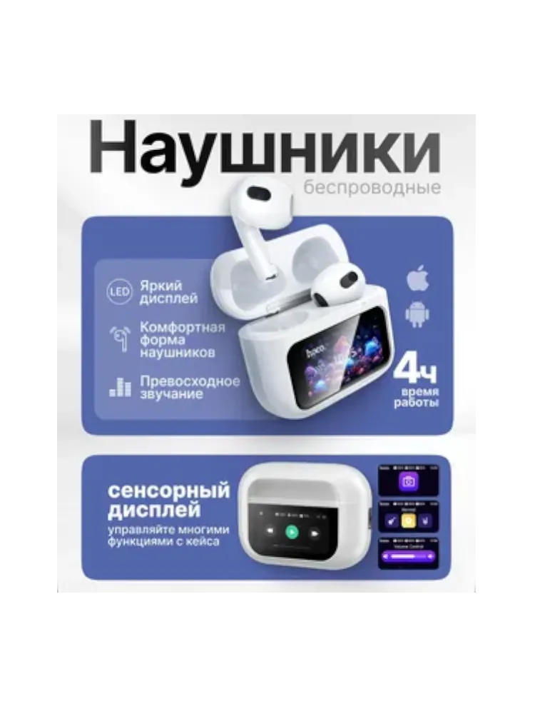 Беспроводные наушники с экраном HOCO EW81 белые