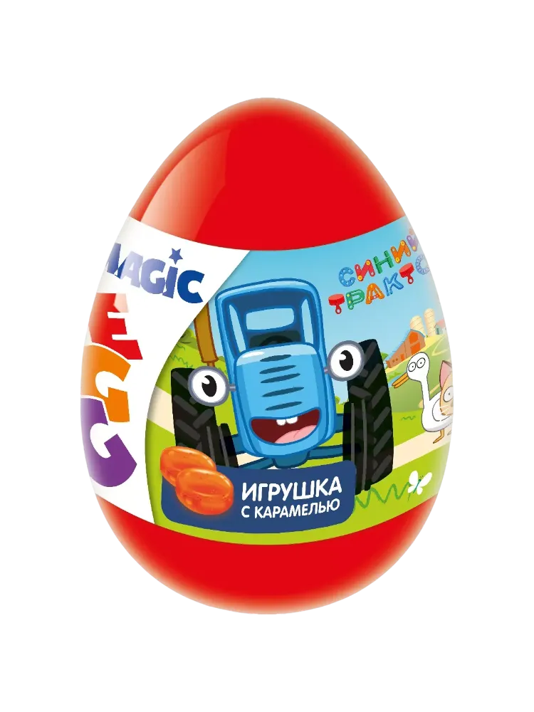 МАРМЕЛАД В ПЛАСТИКОВОМ ЯЙЦЕ С ПОДАРКОМ  MAGIC EGG СИНИЙ ТРАКТОР 10Г