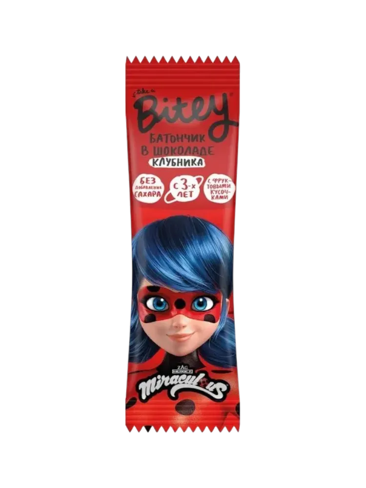БАТОНЧИК В ШОК С ФРУКТАМИ BITEY КЛУБНИКА 35Г (LADY BUG)