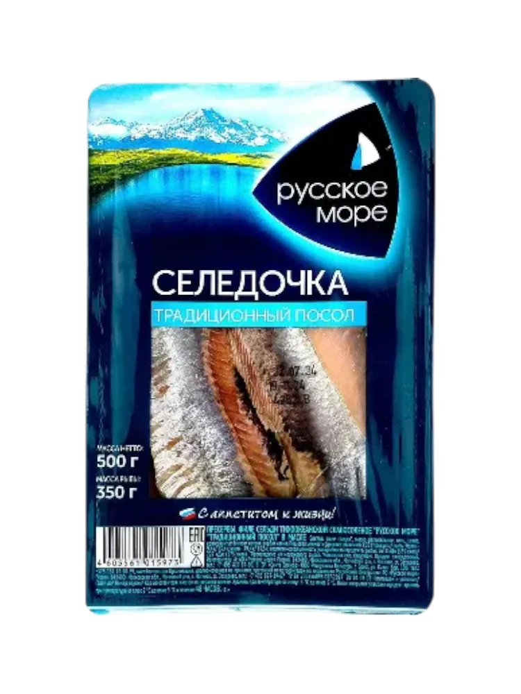 ПРЕСЕРВЫ РУССКОЕ МОРЕ ФИЛЕ СЕЛЬДИ ТРАДИЦИОННАЯ В МАСЛЕ 500Г