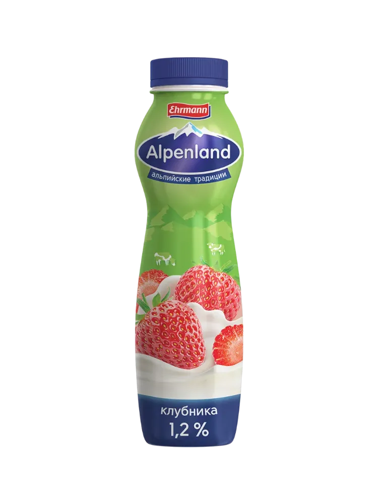 ЙОГУРТ ALPENLAND ПИТЬЕВОЙ С КЛУБНИКОЙ 1,2% 420Г