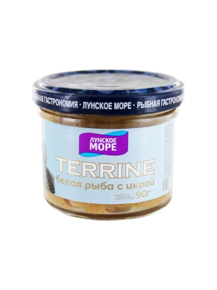 ПАШТЕТ ЛУНСКОЕ МОРЕ 90Г TERRINE БЕЛАЯ РЫБА С ИКРОЙ СТ/Б