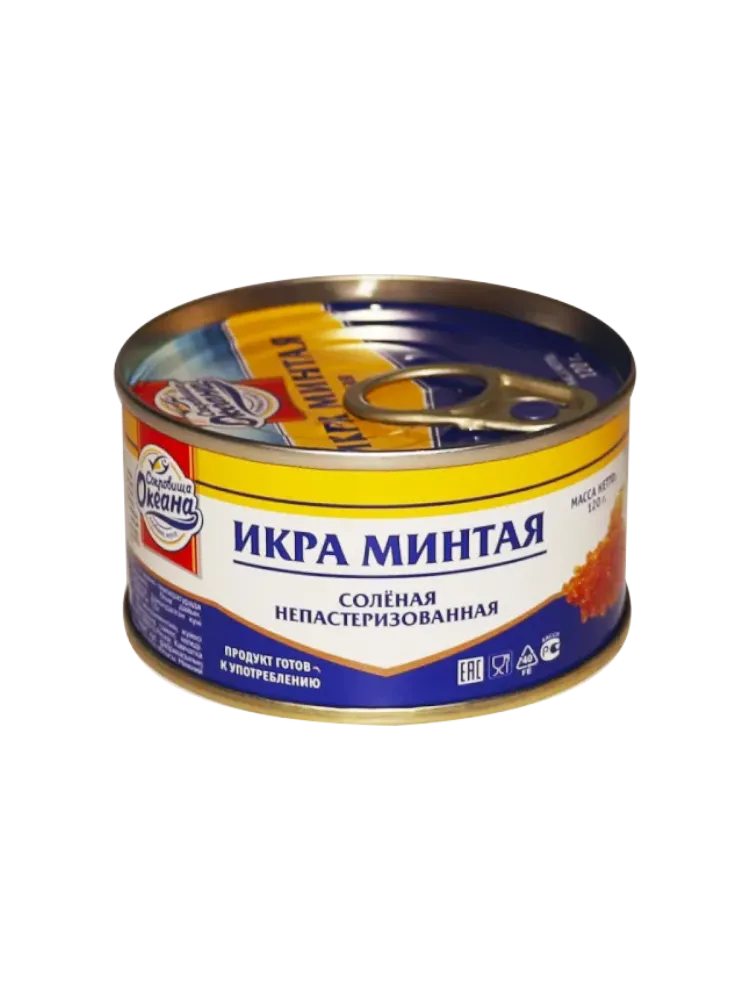 ИКРА СОКРОВИЩА ОКЕАНА 120Г ДЕЛИКАТЕСНАЯ ИКРА МИНТАЯ Ж/Б С/К