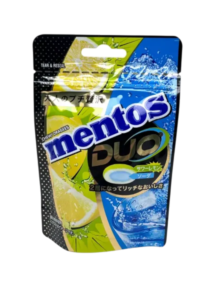 КОНФЕТА ЖЕВАТЕЛЬНАЯ MENTOS DUO СО ВКУСОМ ЛИМОНА И СОДОВОЙ 45Г