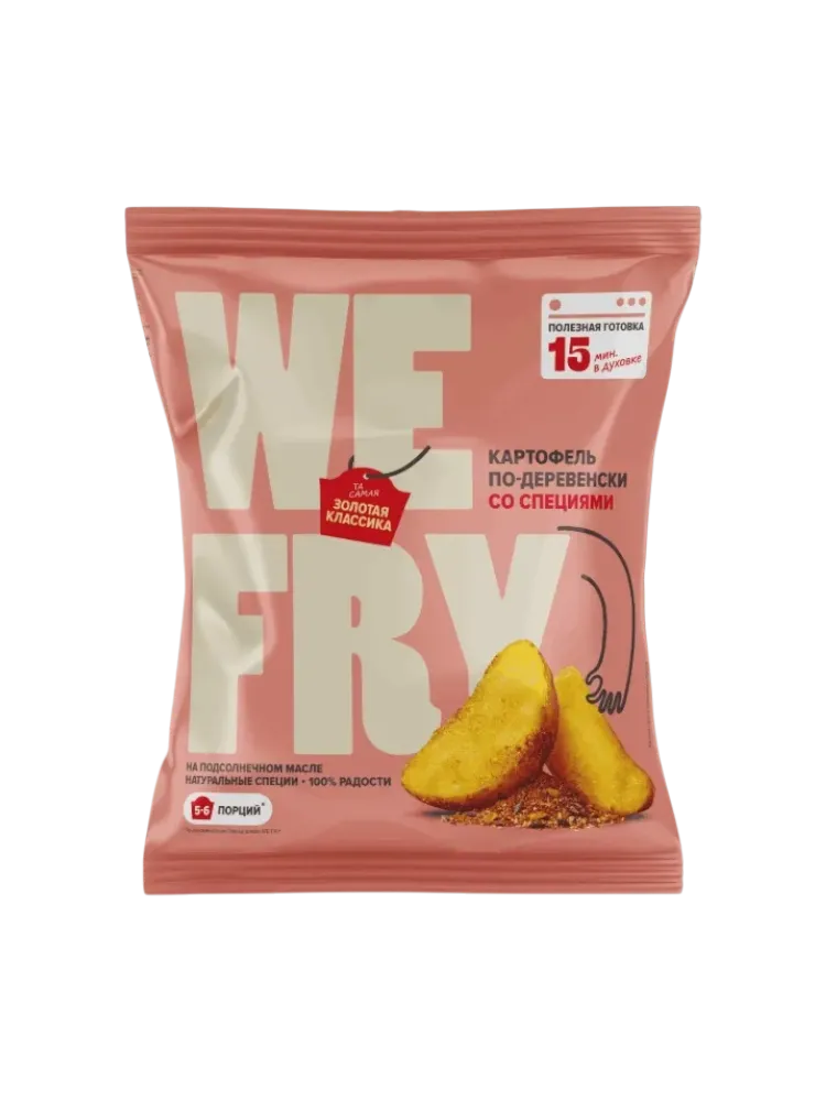 КАРТОФЕЛЬНЫЕ ДОЛЬКИ WE FRY 700Г ВОЛНИСТЫЕ С КОЖУРОЙ И СПЕЦИЯМИ ЗАМ
