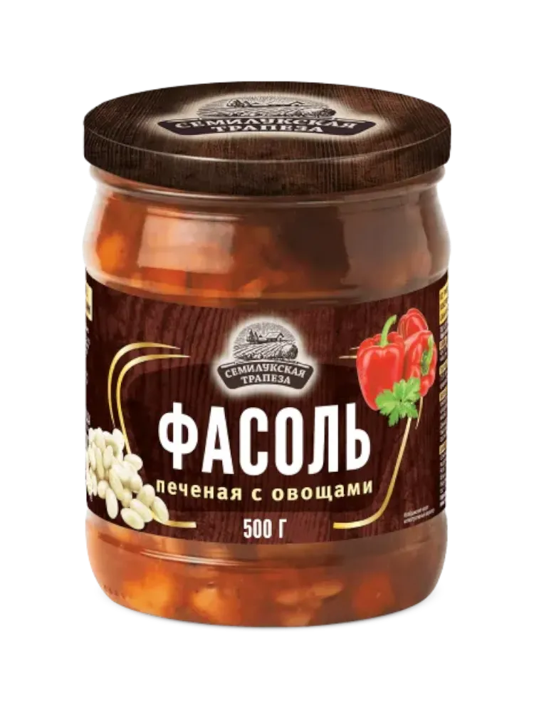 ФАСОЛЬ БЕЛАЯ СЕМИЛУКСКАЯ ТРАПЕЗА БЕЛАЯ ПЕЧЕННАЯ С ОВОЩАМИ 500Г СТ/Б 