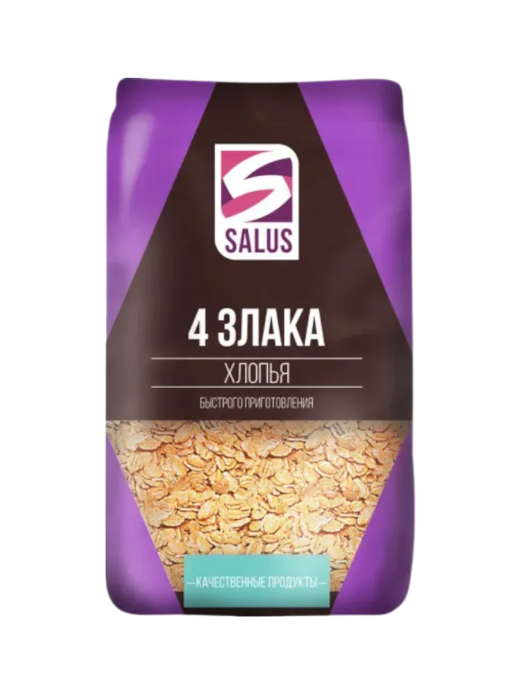 ХЛОПЬЯ SALUS 4 ЗЛАКА 400ГР М/У
