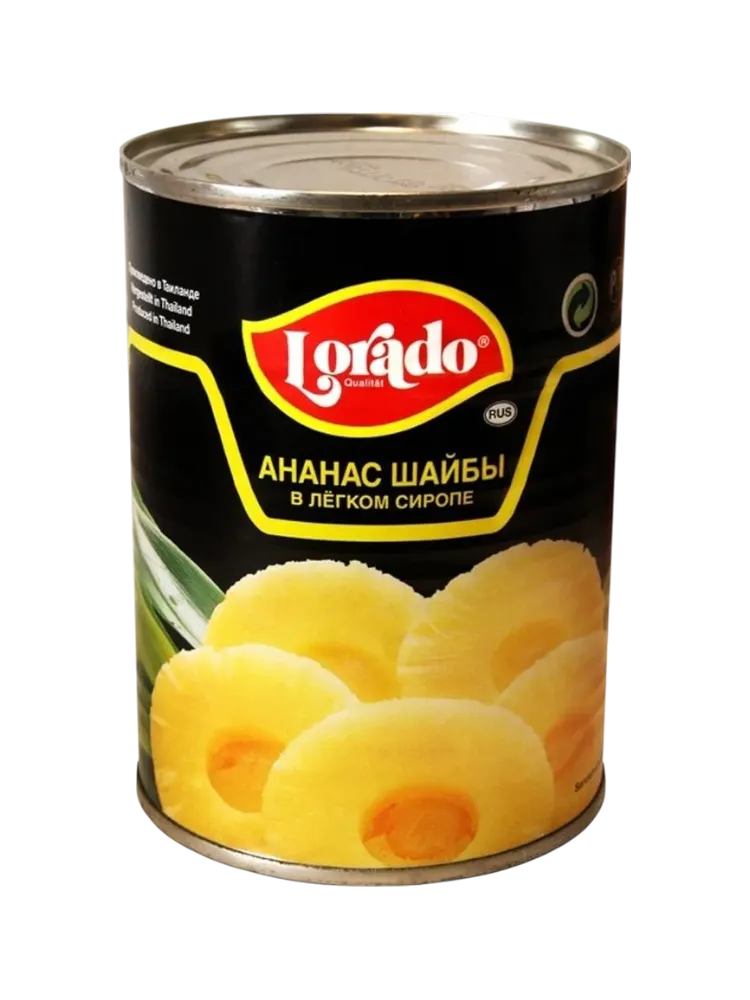 АНАНАСЫ LORADO 580МЛ В СИРОПЕ ШАЙБЫ