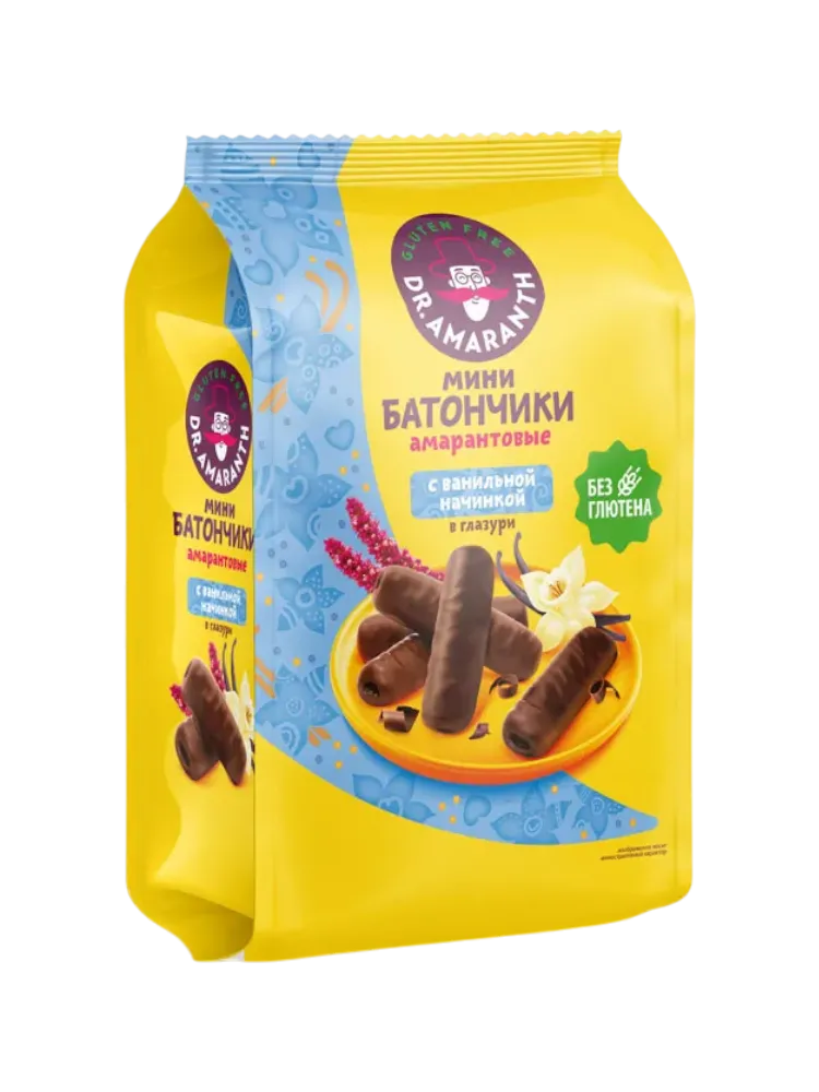 МИНИ БАТОНЧИКИ DR.AMARANTH 100Г С ВАНИЛЬНОЙ НАЧИНКОЙ В ГЛАЗУРИ