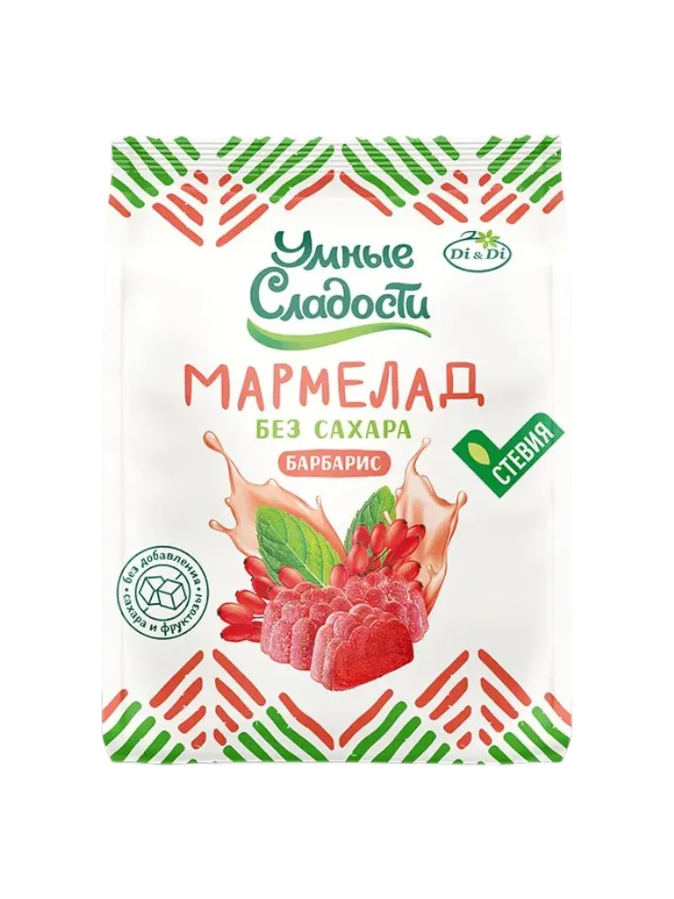 МАРМЕЛАД УМНЫЕ СЛАДОСТИ 150Г ЖЕЛЕЙНО/ФОРМОВОЙ СО СТЕВИЕЙ СО ВКУСОМ БАРБАРИСА