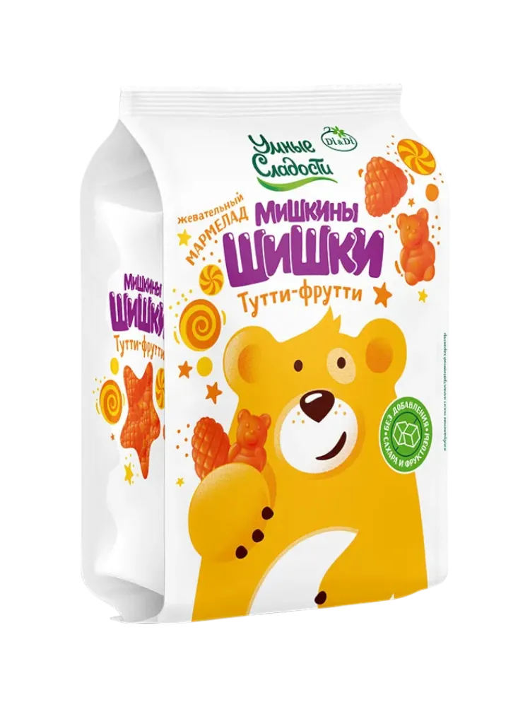 МАРМЕЛАД УМНЫЕ СЛАДОСТИ 150Г ЖЕВАТЕЛЬНЫЙ МИШКИНЫ ШИШКИ СО ВКУСОМ ТУТТИ ФРУТТИ