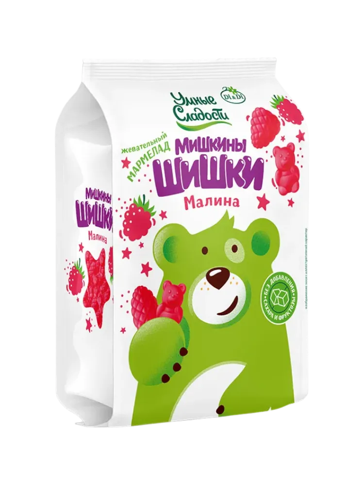 МАРМЕЛАД УМНЫЕ СЛАДОСТИ 150Г ЖЕВАТЕЛЬНЫЙ МИШКИНЫ ШИШКИ СО ВКУСОМ МАЛИНЫ
