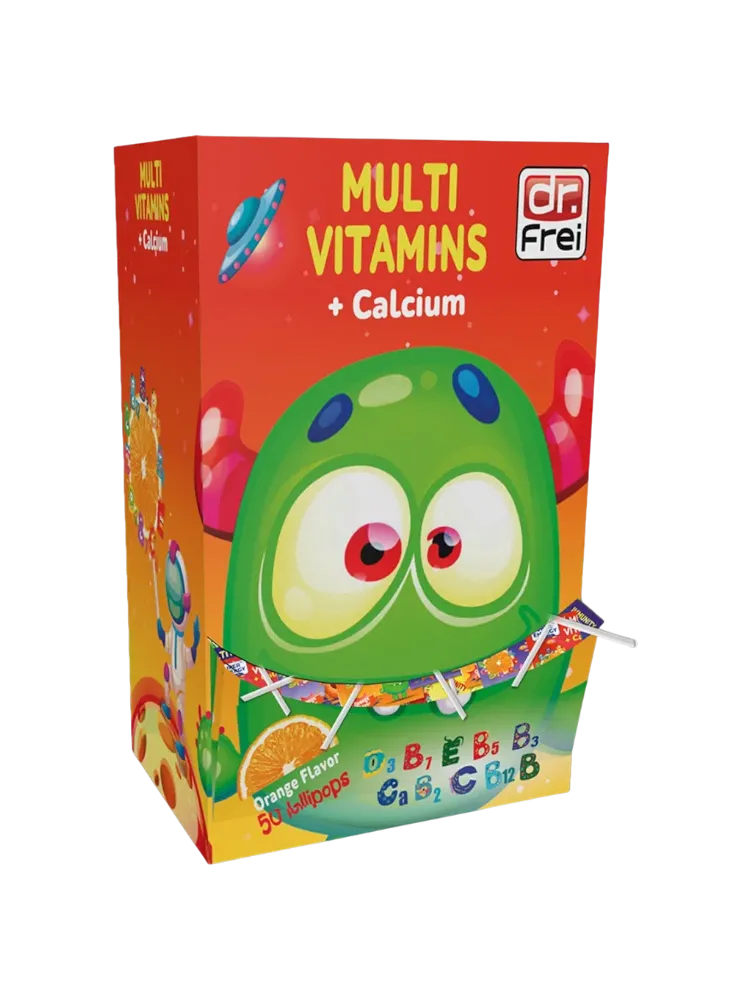 Леденцы на палочке Multivitamins + CALCIUM 50шт
