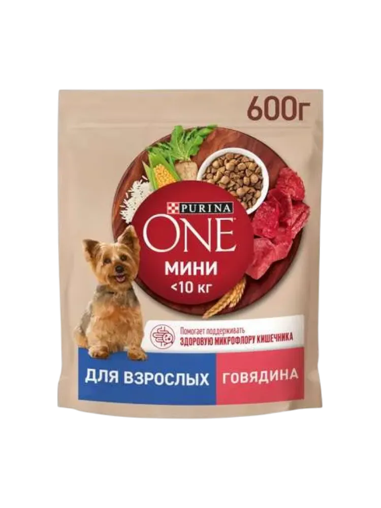 КОРМ Д/СОБАК PURINA ONE 600Г Д/АКТИВНЫХ МИНИ СОБАК ГОВЯДИНА/РИС