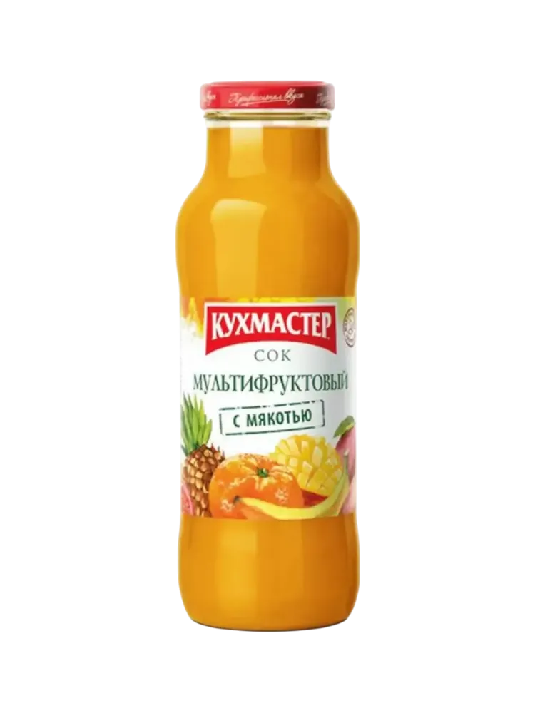 СОК КУХМАСТЕР 0,68Л МУЛЬТИФРУКТОВЫЙ С МЯКОТЬЮ СТ/Б