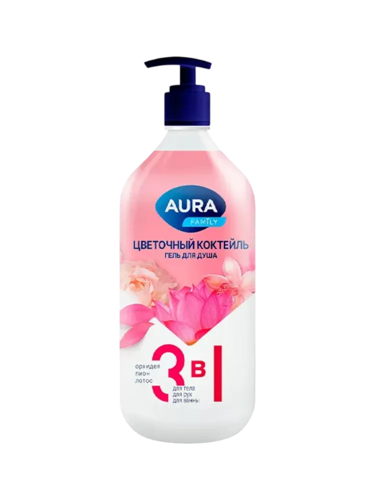 ГЕЛЬ Д/ДУША AURA FAMILY ЦВЕТОЧНЫЙ КОКТЕЙЛЬ 1000МЛ