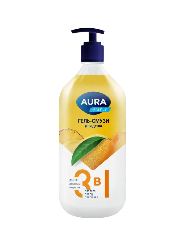 ГЕЛЬ СМУЗИ Д/ДУША AURA FAMILY 3В1 ФРУКТЫ 1000МЛ