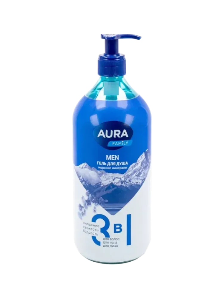 ГЕЛЬ Д/ДУША AURA FAMILY MEN 3В1 МОРСКИЕ МИНЕРАЛЫ 1000МЛ