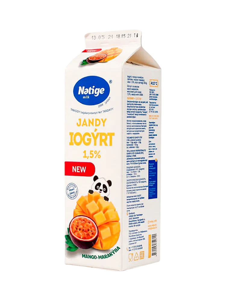 ЙОГУРТ НЭТИЖЕ 0,9 СО ВКУСОМ МАНГО-МАРАКУЙЯ 1,5% ЖИВОЙ