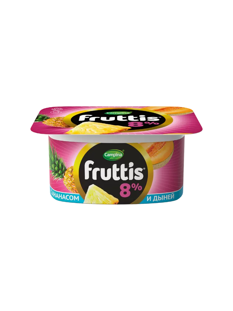 ЙОГУРТ FRUTTIS 115Г 8% МАЛИНА АНАНАС-ДЫНЯ