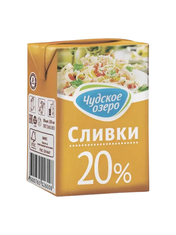 СЛИВКИ ЧУДСКОЕ ОЗЕРО 200МЛ ПИТЬЕВЫЕ 20%