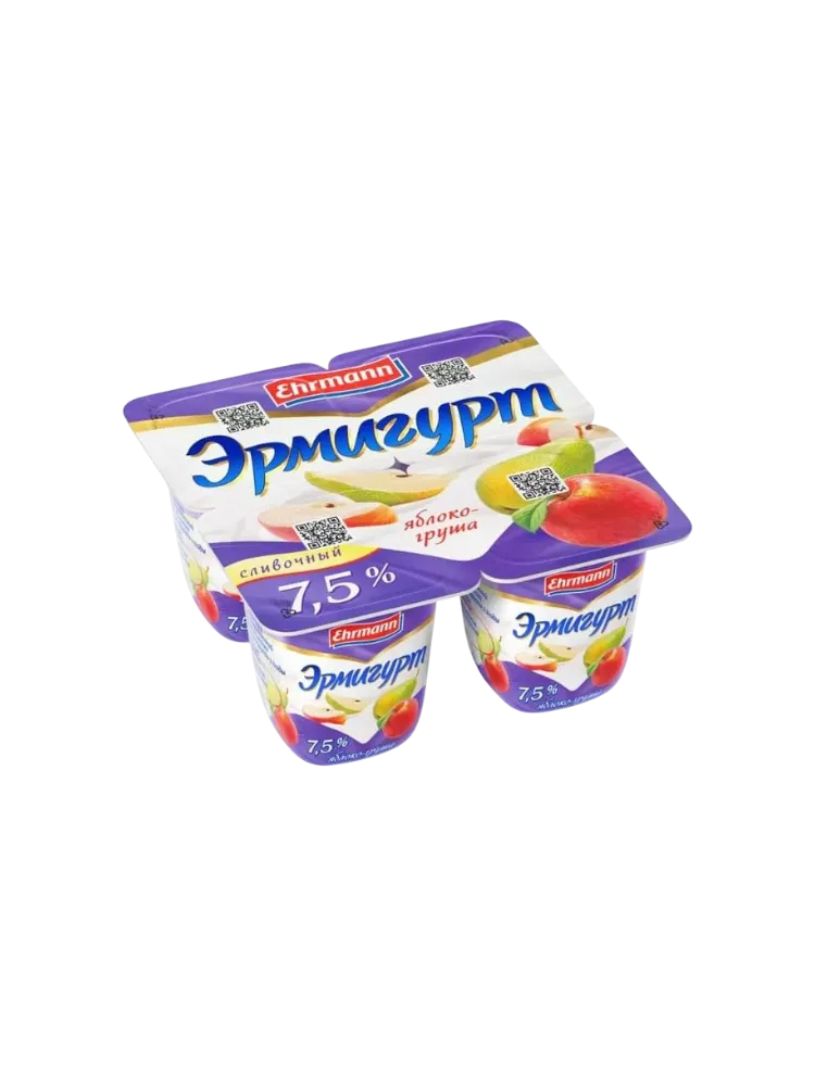 ЙОГУРТ ЭРМИГУРТ 100/115Г 7.5% СЛИВ ЯБЛОКО/ГРУША 