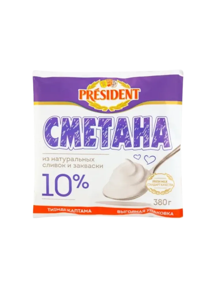 СМЕТАНА PRESIDENT 380Г 10% Ф/П