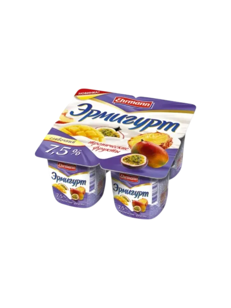 ЙОГУРТ ЭРМИГУРТ 100/115Г 7.5% СЛИВ ТРОПИЧЕСКИЕ  - фото 1