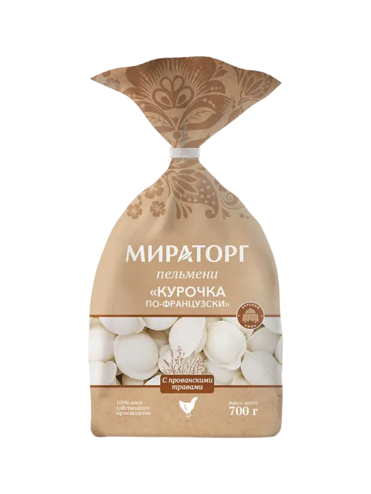 ПЕЛЬМЕНИ МИРАТОРГ 700Г КУРОЧКА ПО-ФРАНЦУЗСКИ ЗАМ