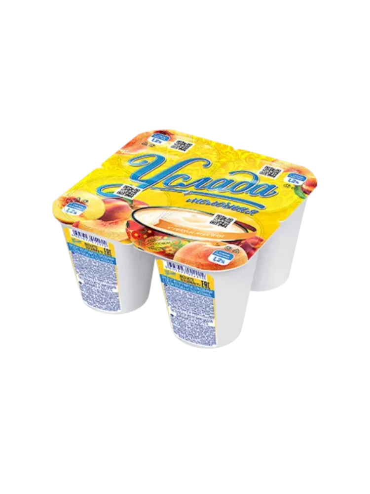 ЙОГУРТ УСЛАДА МОЛОЧНАЯ 95Г 1.2% С СОКОМ ПЕРСИКА  - фото 1