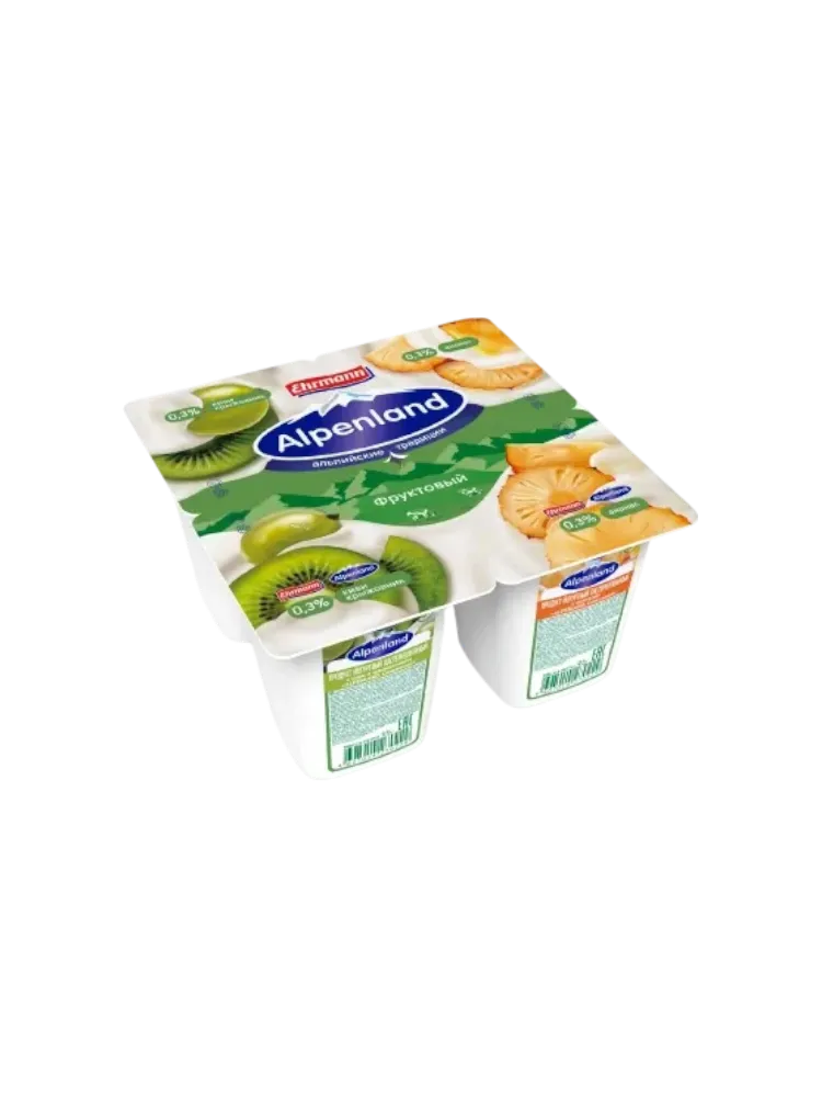 ЙОГУРТ ALPENLAND ФРУКТОВЫЙ 95Г 0.3% КИВИ/КРЫЖОВНИК/АНАНАС