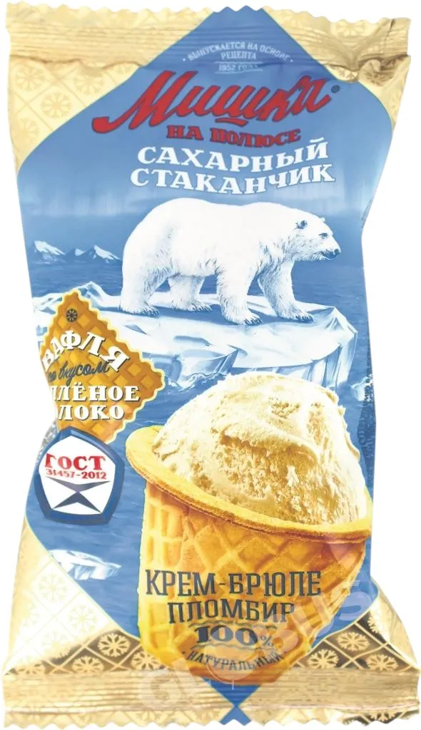 МОРОЖ МИШКА НА ПОЛЮСЕ 70Г ПЛОМБИР КРЕМ-БРЮЛЕ