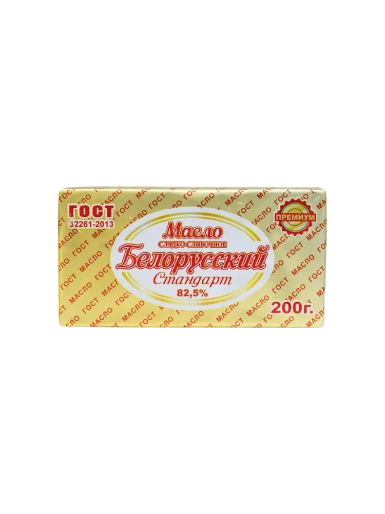 МАСЛО БЕЛОРУССКИЙ СТАНДАРТ 200Г СЛАДКО-СЛИВОЧНОЕ 82,5%