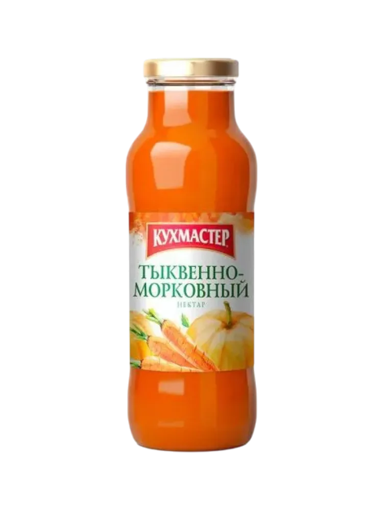 СОК КУХМАСТЕР 0,68Л ТЫКВЕННО-МОРКОВНЫЙ С МЯКОТЬЮ СТ/Б
