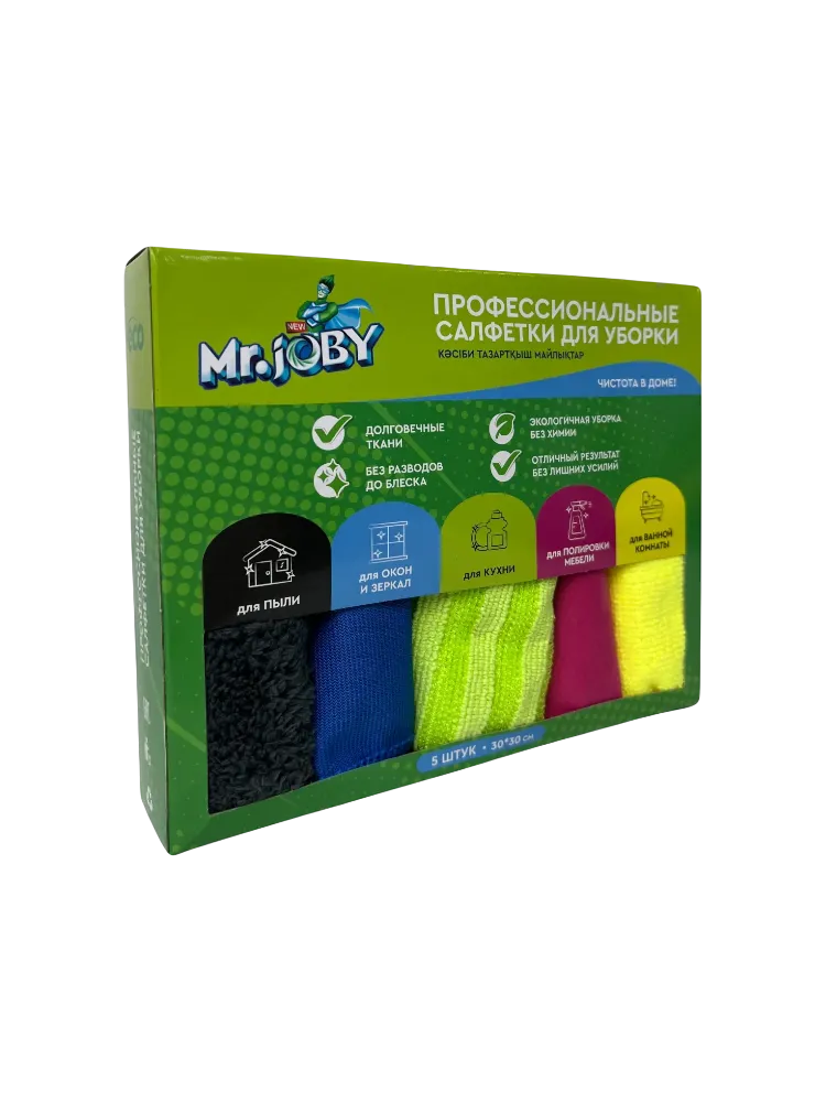 САЛФЕТКИ Д/УБОРКИ MR JOBY 5ШТ 30*30 В КОРОБКЕ