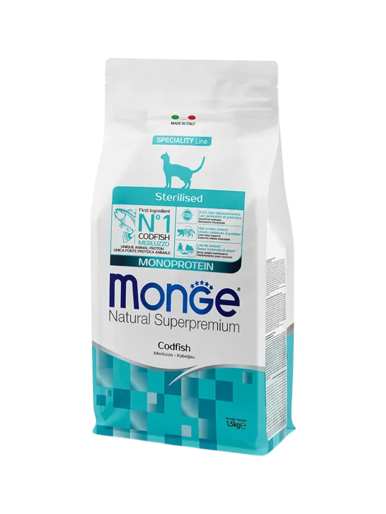 Monge Natural Superpremium Monoprotein Sterilised Cat Codfish 1,5 kg