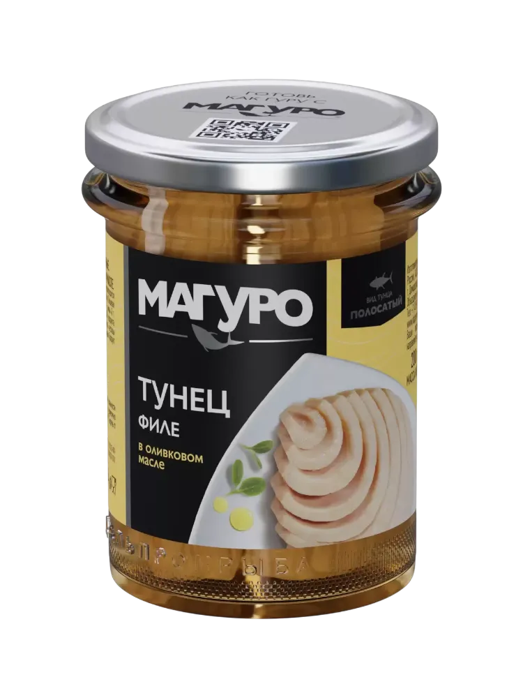 КОНСЕРВЫ МАГУРО 200Г ТУНЕЦ ПОЛОСАТЫЙ ФИЛЕ В ОЛИВКОВОМ МАСЛЕ СТЕКЛО