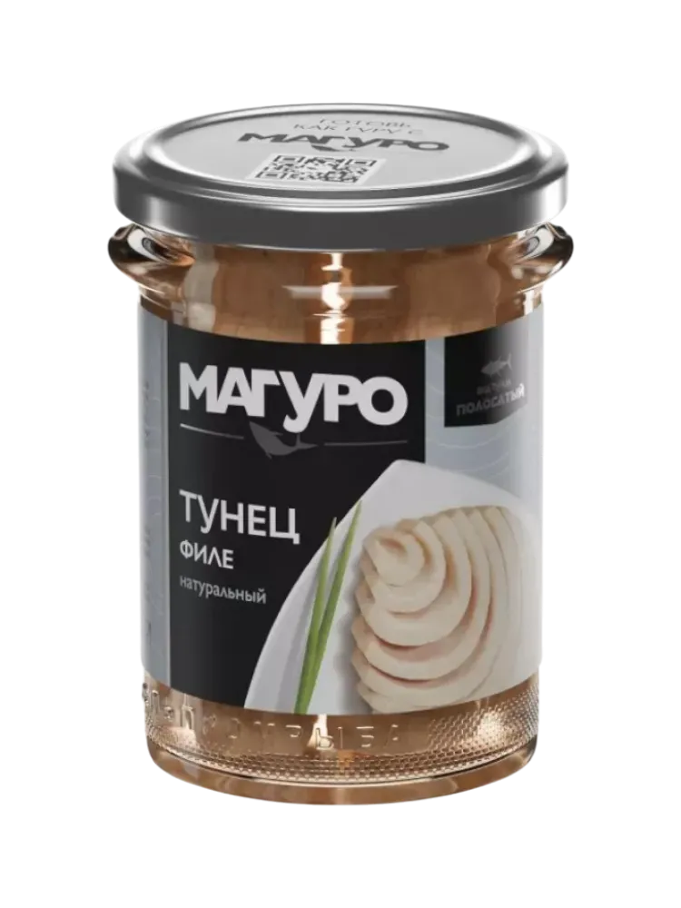 КОНСЕРВЫ МАГУРО 200Г ТУНЕЦ ПОЛОСАТЫЙ ФИЛЕ В НАТУРАЛЬНОЙ ЗАЛИВКЕ СТЕКЛО