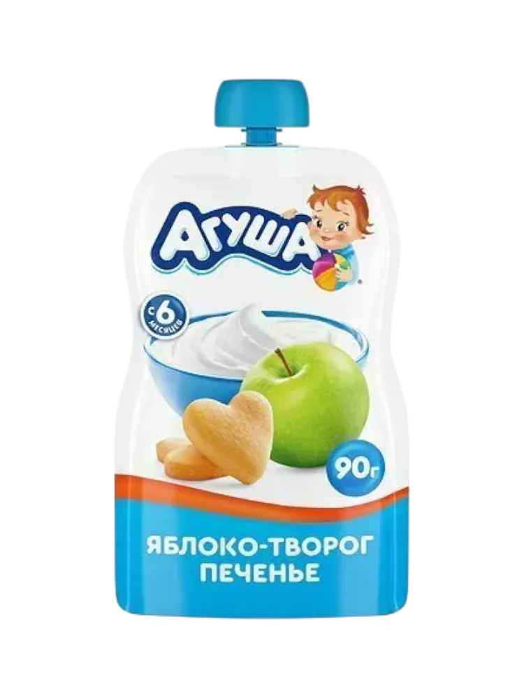 ПЮРЕ АГУША 90Г ПЕЧЕНЬЕ/ЯБЛОКО/ТВОРОГ