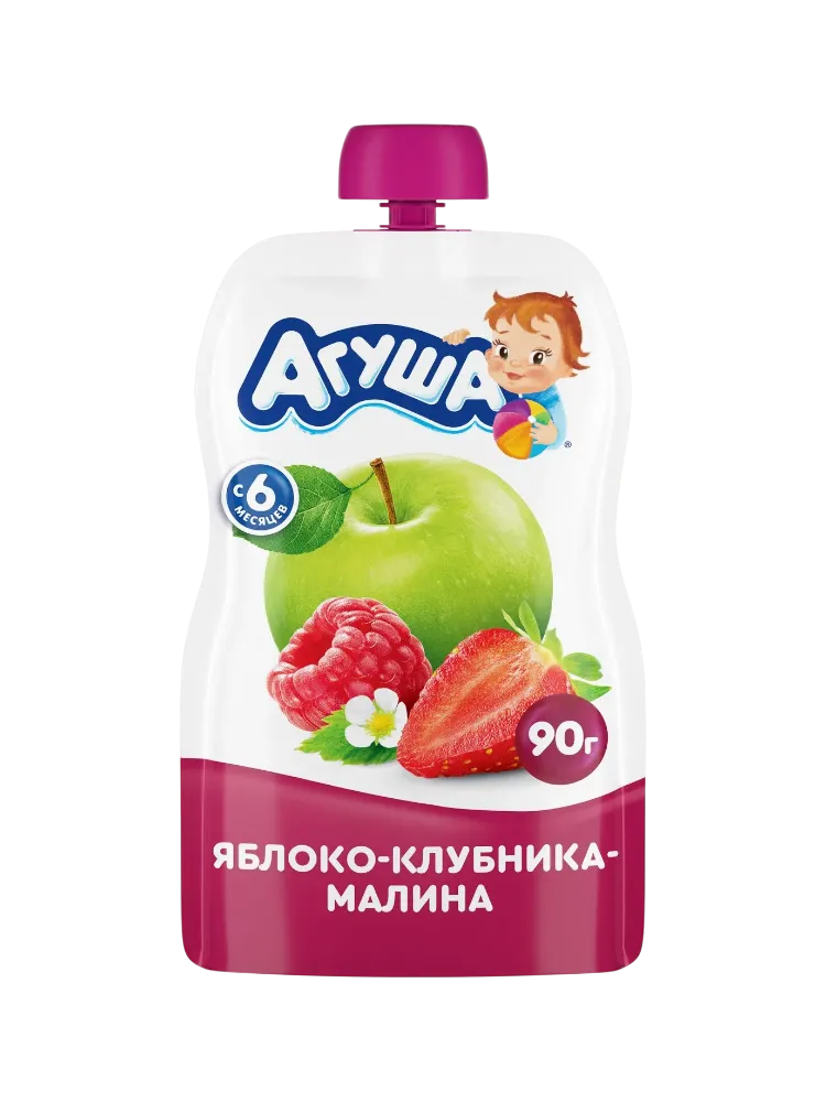 ПЮРЕ АГУША 90Г КЛУБНИКА/ЯБЛОКО/МАЛИНА