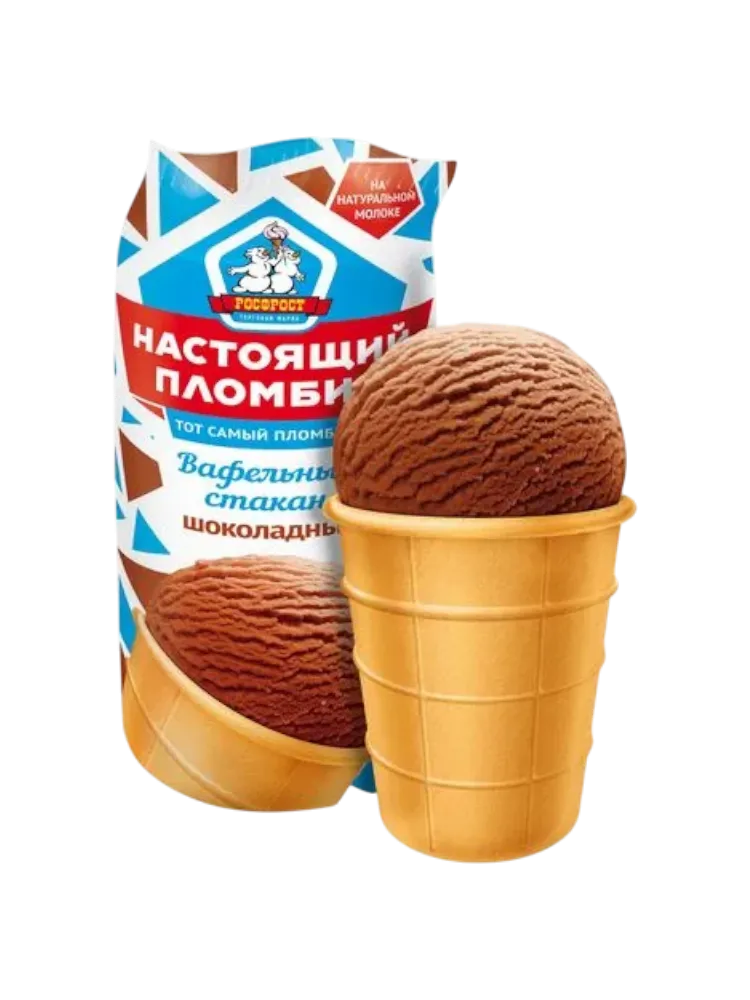 МОРОЖЕНОЕ РОСФРОСТ НАСТОЯЩИЙ ПЛОМБИР ШОКОЛАД СТАКАН 80Г