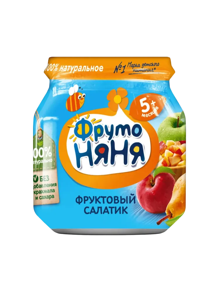 ПЮРЕ ФРУТОНЯНЯ 100Г ЯБЛОКО/ГРУША/ПЕРСИК ФРУКТОВЫЙ САЛАТ