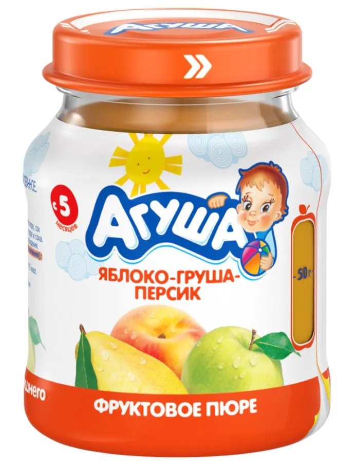 ПЮРЕ АГУША 100Г ЯБЛОКО/ГРУША/ПЕРСИК