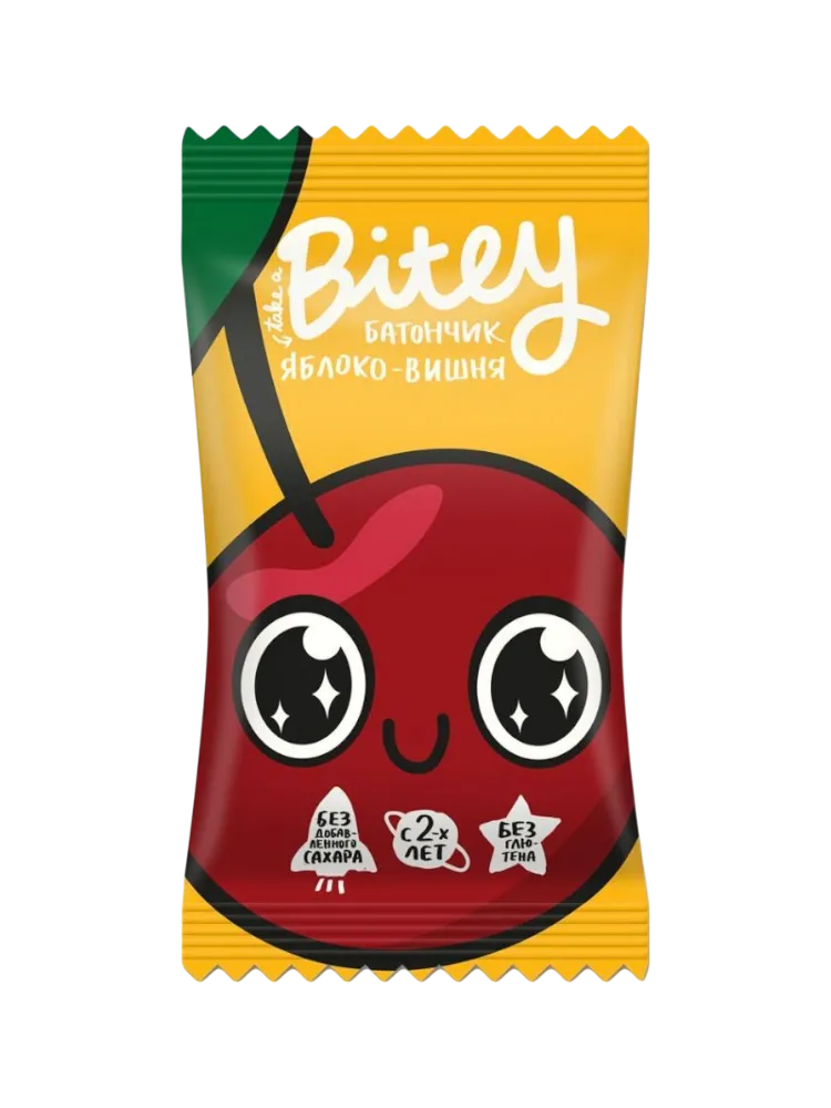 БАТОНЧИК ФРУКТОВО-ЯГОДНЫЙ BITEY ЯБЛОКО-ВИШНЯ 25Г