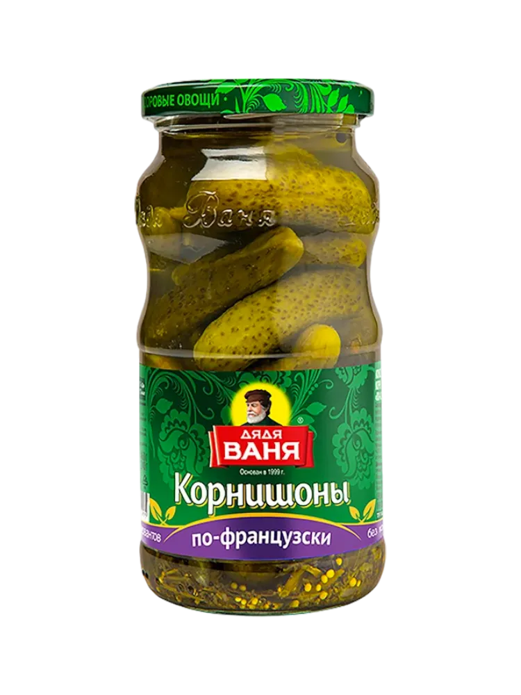 КОРНИШОНЫ ДЯДЯ ВАНЯ 460МЛ ПО ФРАНЦУЗСКИ