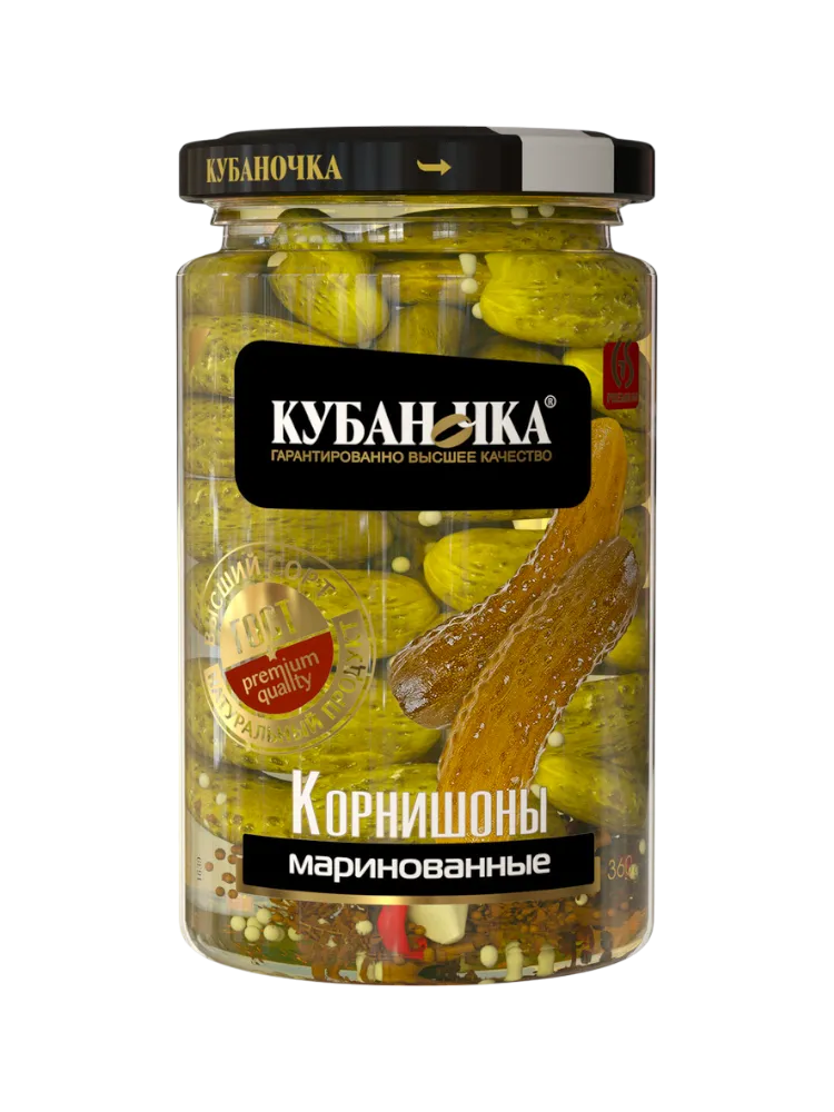 ОГУРЧИКИ КУБАНОЧКА 360Г КОРНИШОНЫ С/Б